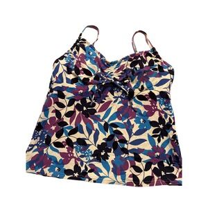 Lands' End Underwire Tankini Top - Blue & Purple Floral